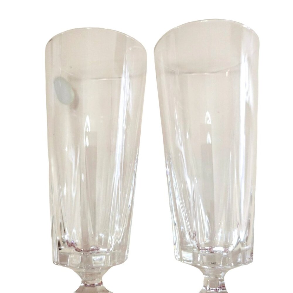 2 Princess House Esprit Crystal  Champagne Flutes 7" Glasses elegant cut glass - Picture 3 of 6